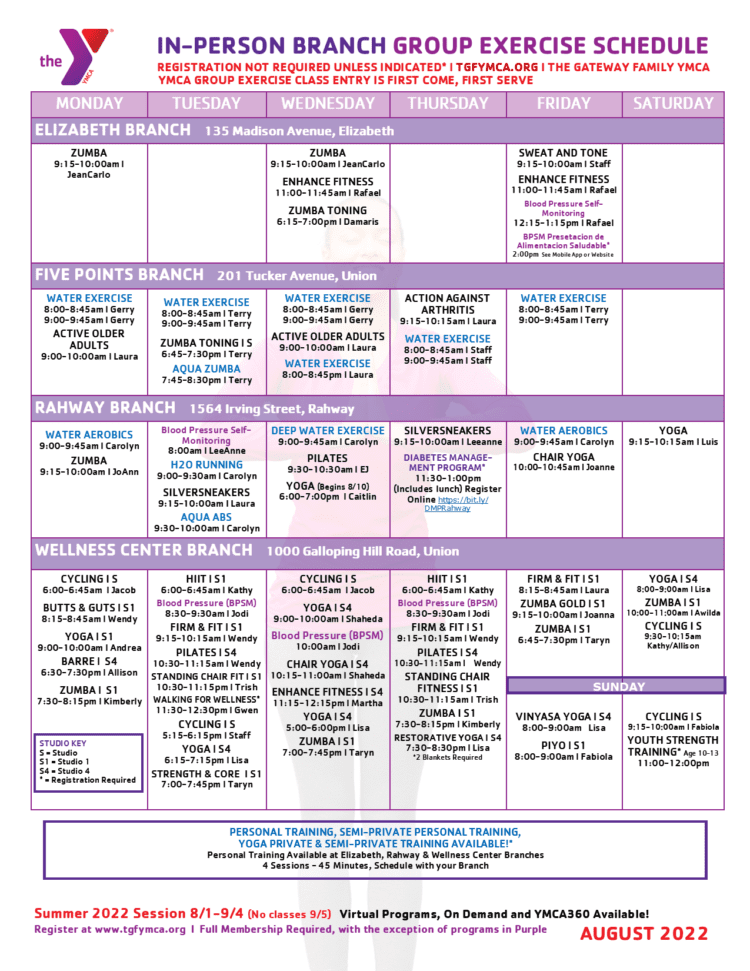 Interim Week Schedule 8 29 9 4 The Gateway Family YMCA